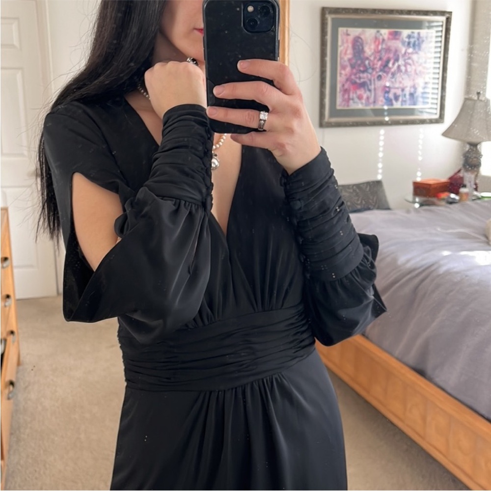 Faviana Glamour Black dress size 2 long sleeve - Picture 5 of 10